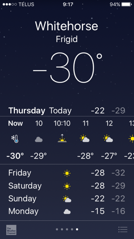 カナダ,ホワイトホース,マイナス30度,極寒